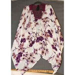NWT‎ Lane Bryant Cover Up Topper Womens One Size Open Front Plum Floral Crochet